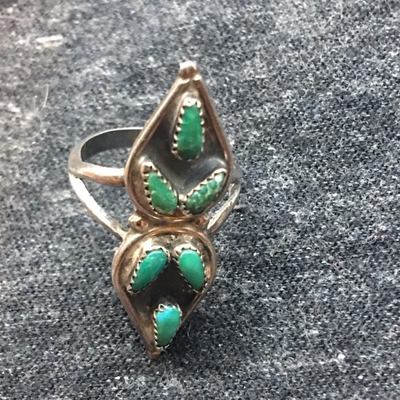 Very rare Zuni Nevada turquoise sterling silver ring. Size 6 - Picture 4 of 4